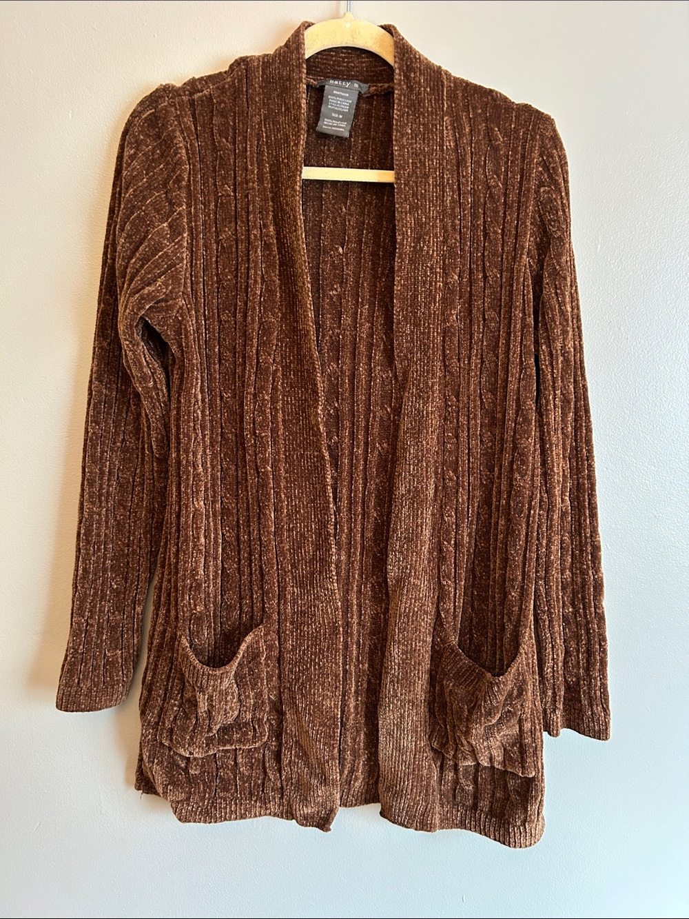Charming Brown Open-Front Women’s Chenille Cardigan - Women's SZ M